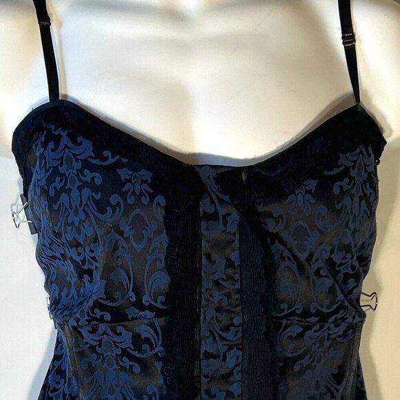 Lane Bryant SZ26 Brocade Vintage Black Print corset top Whimsigoth  Dark Romance - Picture 5 of 10